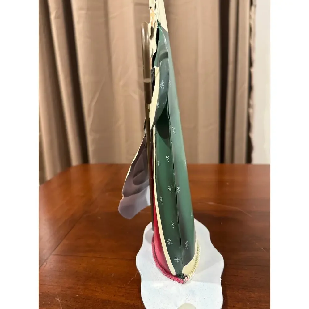 Dennis East 2002 Metal Santa Claus Christmas Stocking Holder Shelf Sitter Decor